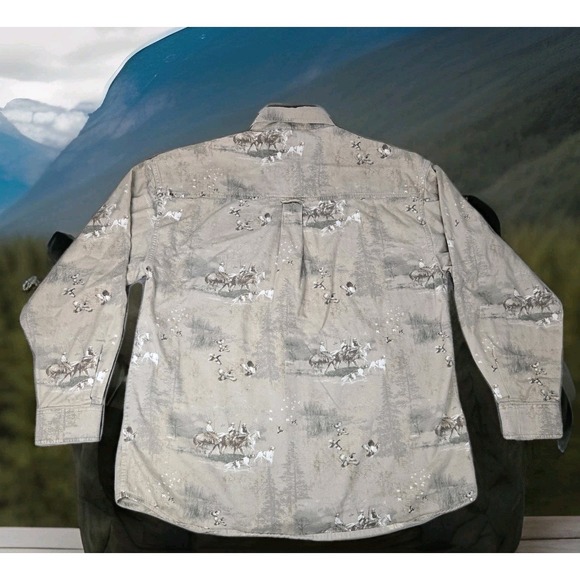 Bit Bridle Shirt Mens M Medium Tan Hunting Long Sleeve Button Outfitters - Picture 2 of 14